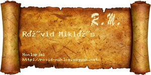 Rövid Miklós névjegykártya